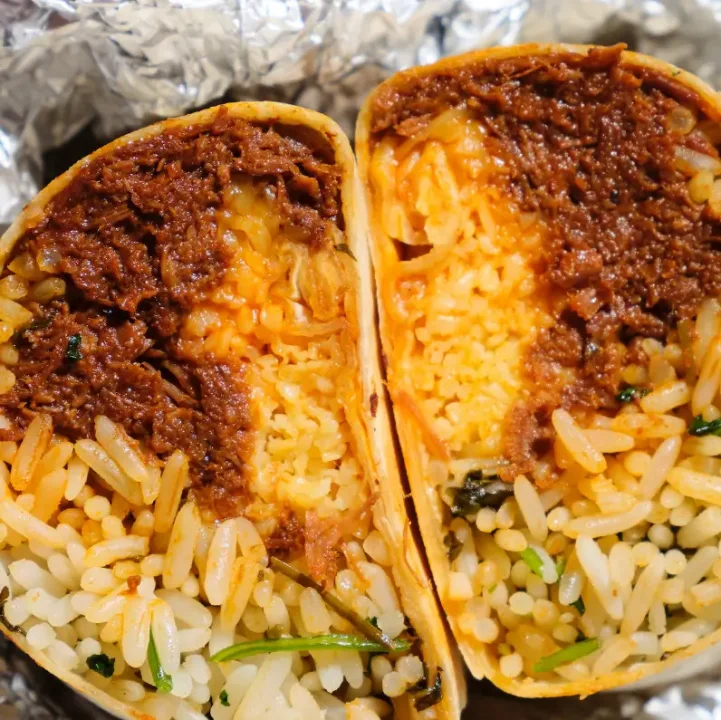 Salsa Shop Burrito with different toppings and fillings